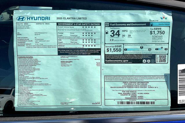 New 2025 Hyundai Elantra For Sale in Olive Branch, MS