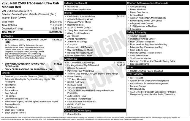 2025 RAM Ram 2500 RAM 2500 TRADESMAN CREW CAB 4X4 64 BOX 2025 RAM Ram 2500 RAM 2500 TRADESMAN CREW CAB 4X4 64 BOX
