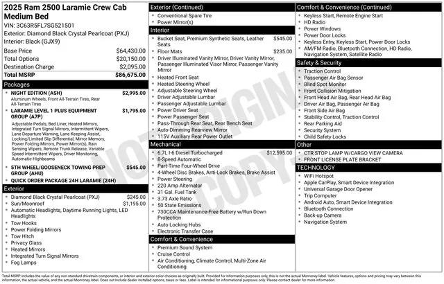 2025 RAM Ram 2500 RAM 2500 LARAMIE CREW CAB 4X4 64 BOX 2025 RAM Ram 2500 RAM 2500 LARAMIE CREW CAB 4X4 64 BOX