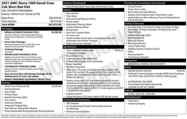 2021 GMC Sierra 1500 4WD Crew Cab Short Box Denali