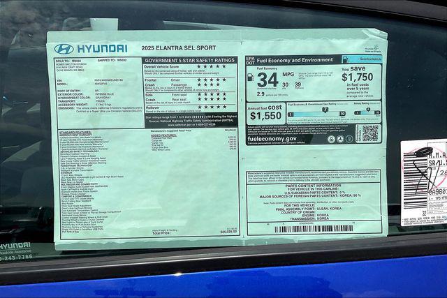 New 2025 Hyundai Elantra For Sale in Olive Branch, MS
