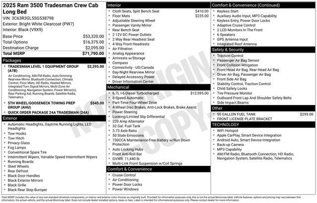 2025 RAM Ram 3500 RAM 3500 TRADESMAN CREW CAB 4X4 8 BOX 2025 RAM Ram 3500 RAM 3500 TRADESMAN CREW CAB 4X4 8 BOX