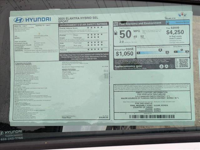2025 Hyundai Elantra Hybrid SEL Sport