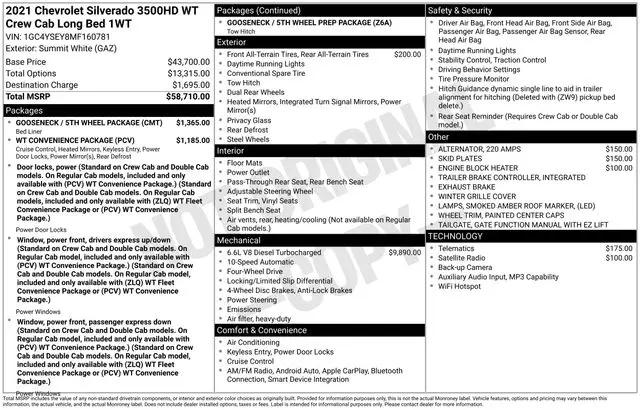 2021 Chevrolet Silverado 3500HD 4WD Crew Cab Long Bed WT