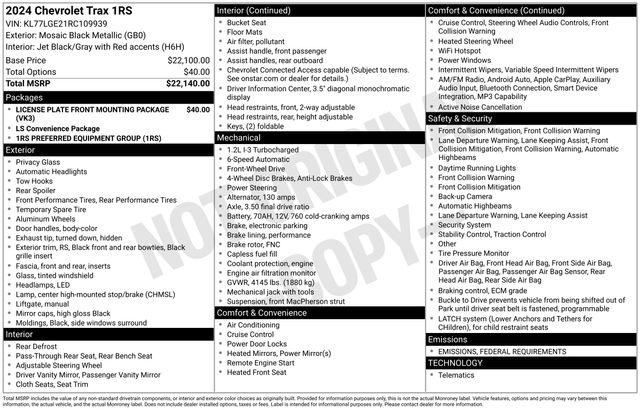 2024 Chevrolet Trax FWD 1RS