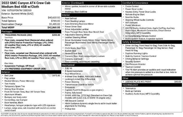 2022 GMC Canyon 4WD Crew Cab Short Box AT4 - Cloth