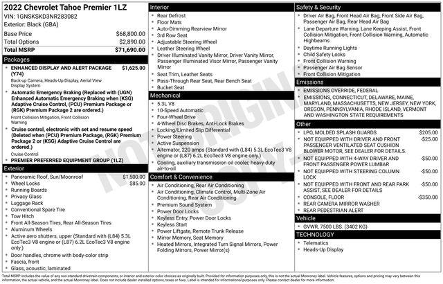 2022 Chevrolet Tahoe 4WD Premier