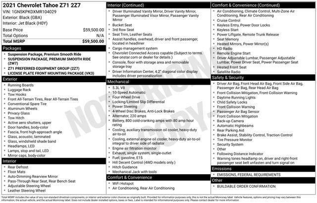 2021 Chevrolet Tahoe 4WD Z71
