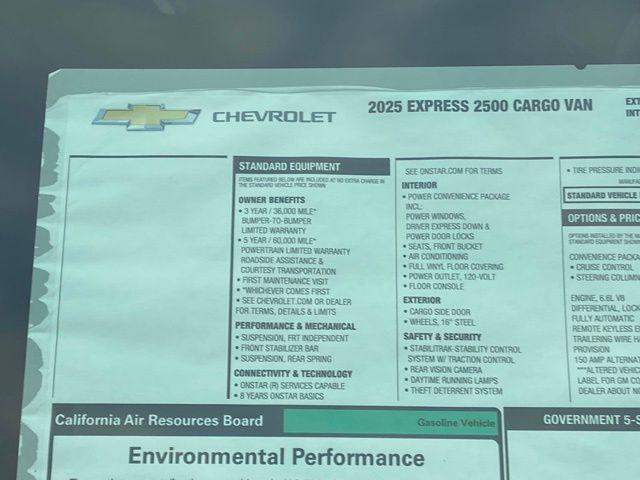 2025 Chevrolet Express Cargo Van RWD 2500 Regular Wheelbase WT