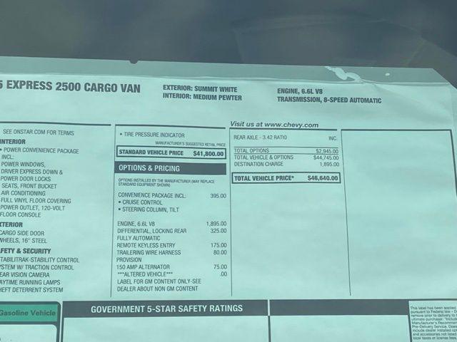 2025 Chevrolet Express Cargo Van RWD 2500 Regular Wheelbase WT