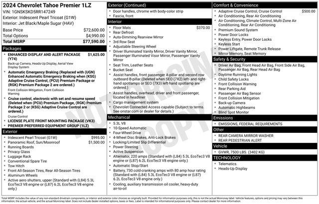 2024 Chevrolet Tahoe 4WD Premier