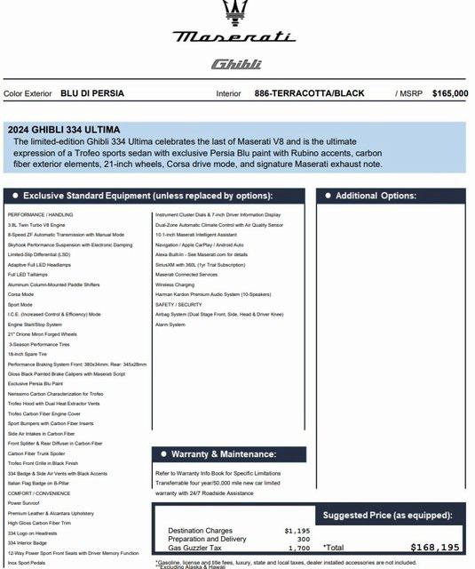 2024 Maserati Ghibli Trofeo 334 Ultima 2024 Maserati Ghibli Trofeo 334 Ultima