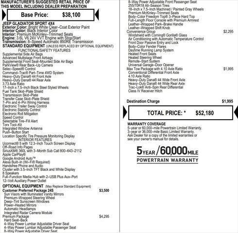 2025 Jeep Gladiator GLADIATOR SPORT S 4X4 2025 Jeep Gladiator GLADIATOR SPORT S 4X4