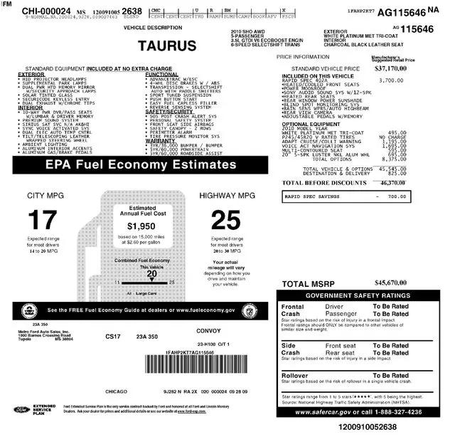 2010 Ford Taurus SHO