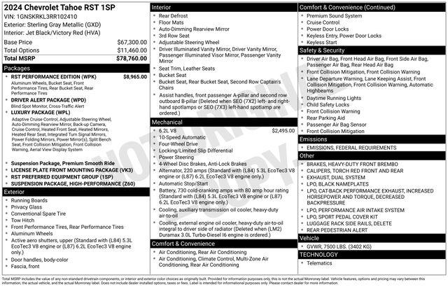 2024 Chevrolet Tahoe 4WD RST