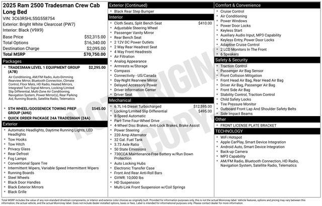 2025 RAM Ram 2500 RAM 2500 TRADESMAN CREW CAB 4X4 8 BOX 2025 RAM Ram 2500 RAM 2500 TRADESMAN CREW CAB 4X4 8 BOX