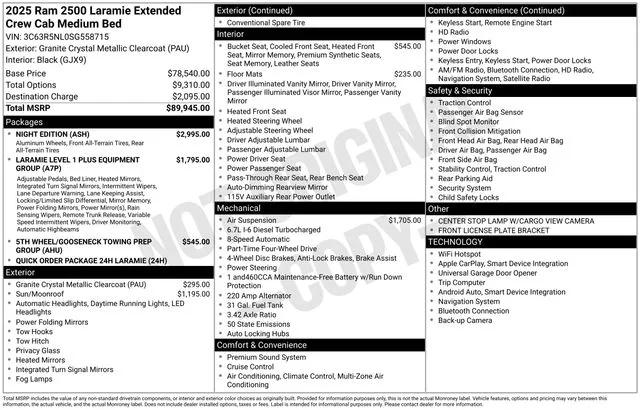 2025 RAM Ram 2500 RAM 2500 LARAMIE MEGA CAB 4X4 64 BOX 2025 RAM Ram 2500 RAM 2500 LARAMIE MEGA CAB 4X4 64 BOX