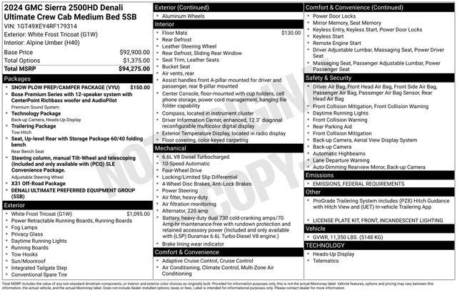 2024 GMC Sierra 2500HD 4WD Crew Cab Standard Bed Denali Ultimate