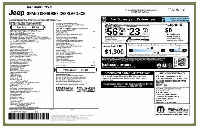 2022 Jeep Grand Cherokee 4xe Overland 4x4