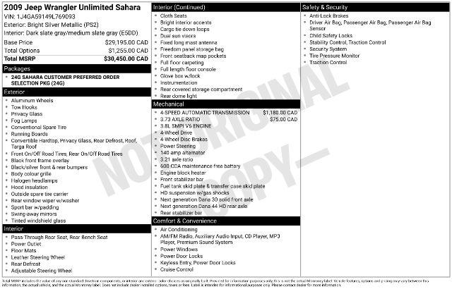 2009 Jeep Wrangler Unlimited Sahara