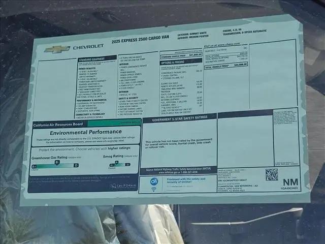 2025 Chevrolet Express Cargo Van RWD 2500 Regular Wheelbase WT