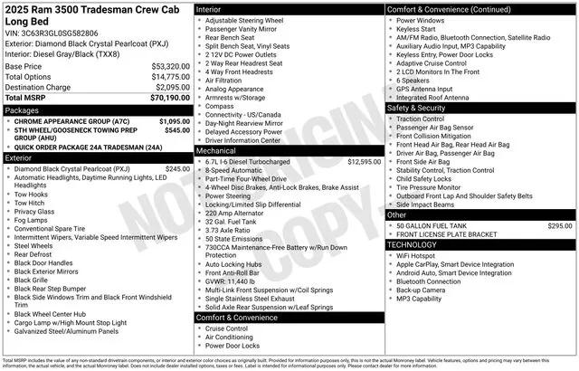 2025 RAM Ram 3500 RAM 3500 TRADESMAN CREW CAB 4X4 8 BOX 2025 RAM Ram 3500 RAM 3500 TRADESMAN CREW CAB 4X4 8 BOX