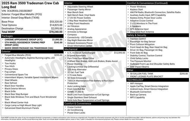 2025 RAM Ram 3500 RAM 3500 TRADESMAN CREW CAB 4X4 8 BOX 2025 RAM Ram 3500 RAM 3500 TRADESMAN CREW CAB 4X4 8 BOX
