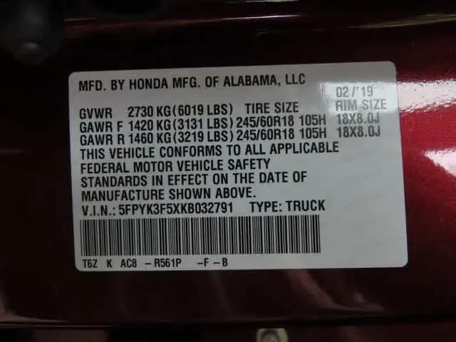 2019 Honda Ridgeline RTL