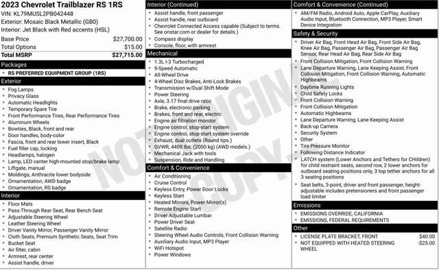 2023 Chevrolet Trailblazer AWD RS