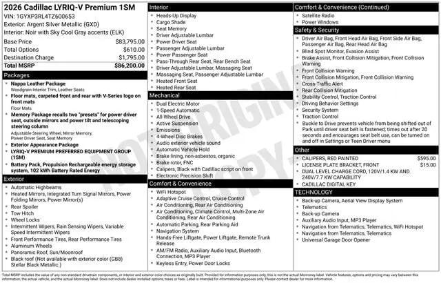 2026 Cadillac iQ V-Series w/1SM