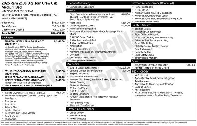 2025 RAM Ram 2500 RAM 2500 BIG HORN CREW CAB 4X4 64 BOX 2025 RAM Ram 2500 RAM 2500 BIG HORN CREW CAB 4X4 64 BOX