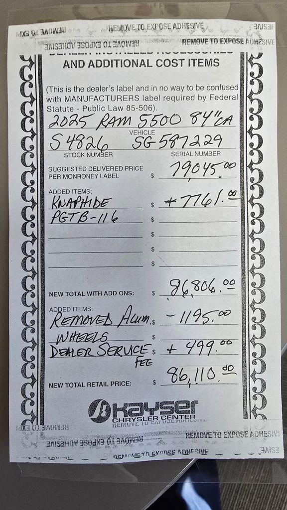 2025 RAM Ram 5500 Chassis Cab RAM 5500 TRADESMAN CHASSIS REGULAR CAB 4X4 84 CA