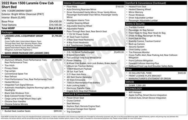 2022 RAM 1500 Laramie Crew Cab 4x4 57 Box