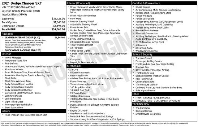 2021 Dodge Charger SXT RWD 2021 Dodge Charger SXT RWD