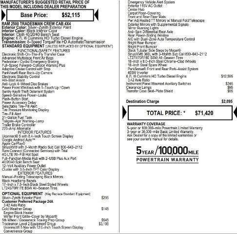 2025 RAM Ram 2500 RAM 2500 TRADESMAN CREW CAB 4X4 64 BOX 2025 RAM Ram 2500 RAM 2500 TRADESMAN CREW CAB 4X4 64 BOX