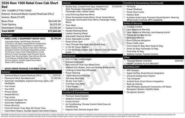 2026 RAM Ram 1500 RAM 1500 REBEL CREW CAB 4X4 57 BOX