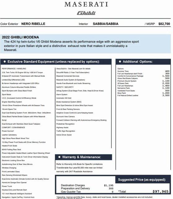 2022 Maserati Ghibli Modena 2022 Maserati Ghibli Modena