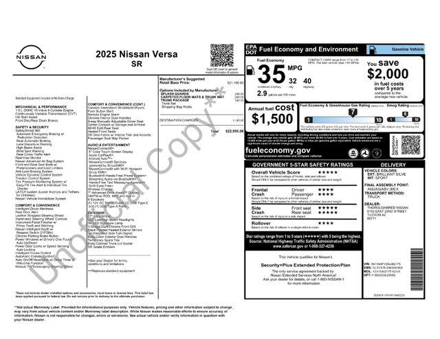 2025 Nissan Versa 1.6 SR