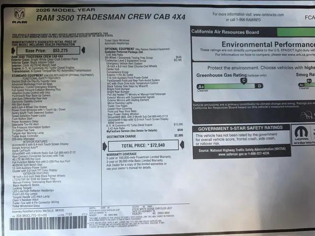 2026 Ram 3500 Tradesman Crew Cab 4x4 6'4" Box