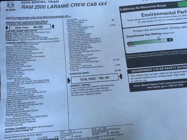 2026 Ram 2500 Laramie Crew Cab 4x4 6'4" Box