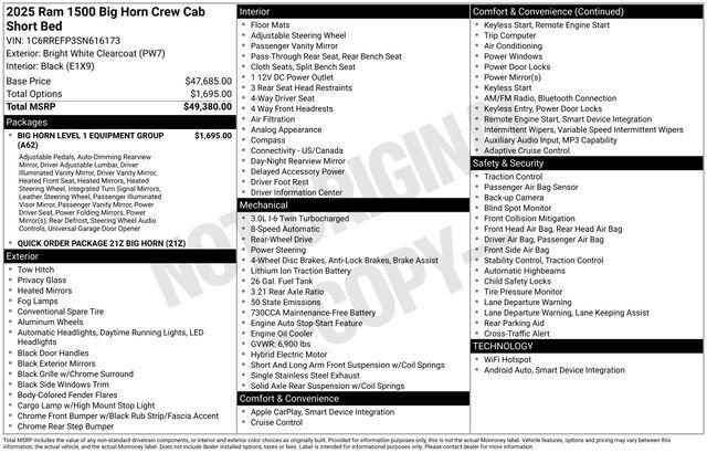 2025 RAM 1500 Big Horn Crew Cab 4x2 57 Box