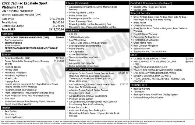 2022 Cadillac Escalade 4WD Sport Platinum
