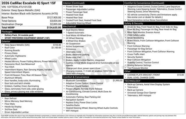 2026 Cadillac Escalade IQ Sport