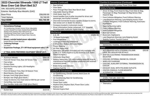 2023 Chevrolet Silverado 1500 4WD Crew Cab Short Bed LT Trail Boss