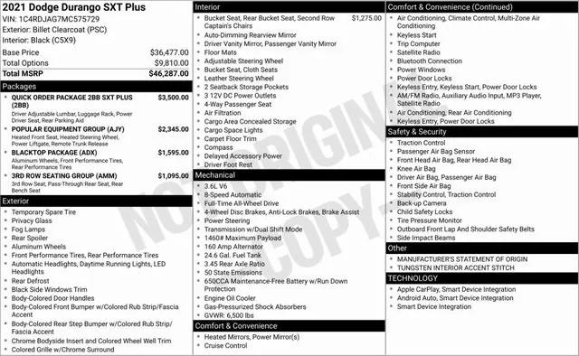 2021 Dodge Durango SXT Plus AWD 2021 Dodge Durango SXT Plus AWD