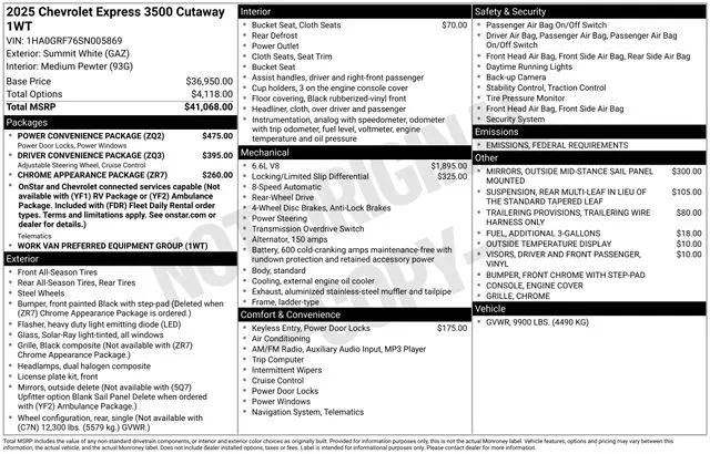 2025 Chevrolet Express Cutaway Work Van