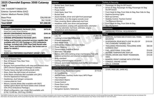 2025 Chevrolet Express Cutaway Work Van