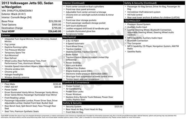 2013 Volkswagen Jetta 2.5L SEL for sale in Cockeysville, MD
