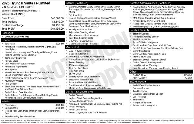 New 2025 Hyundai Santa Fe Limited For Sale in Olive Branch, MS