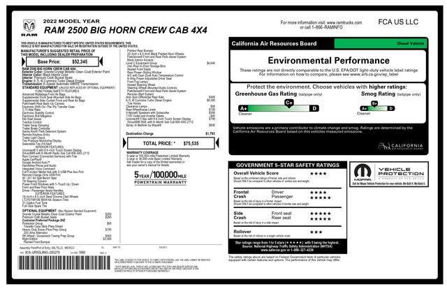 2022 RAM 2500 Big Horn Crew Cab 4x4 64 Box